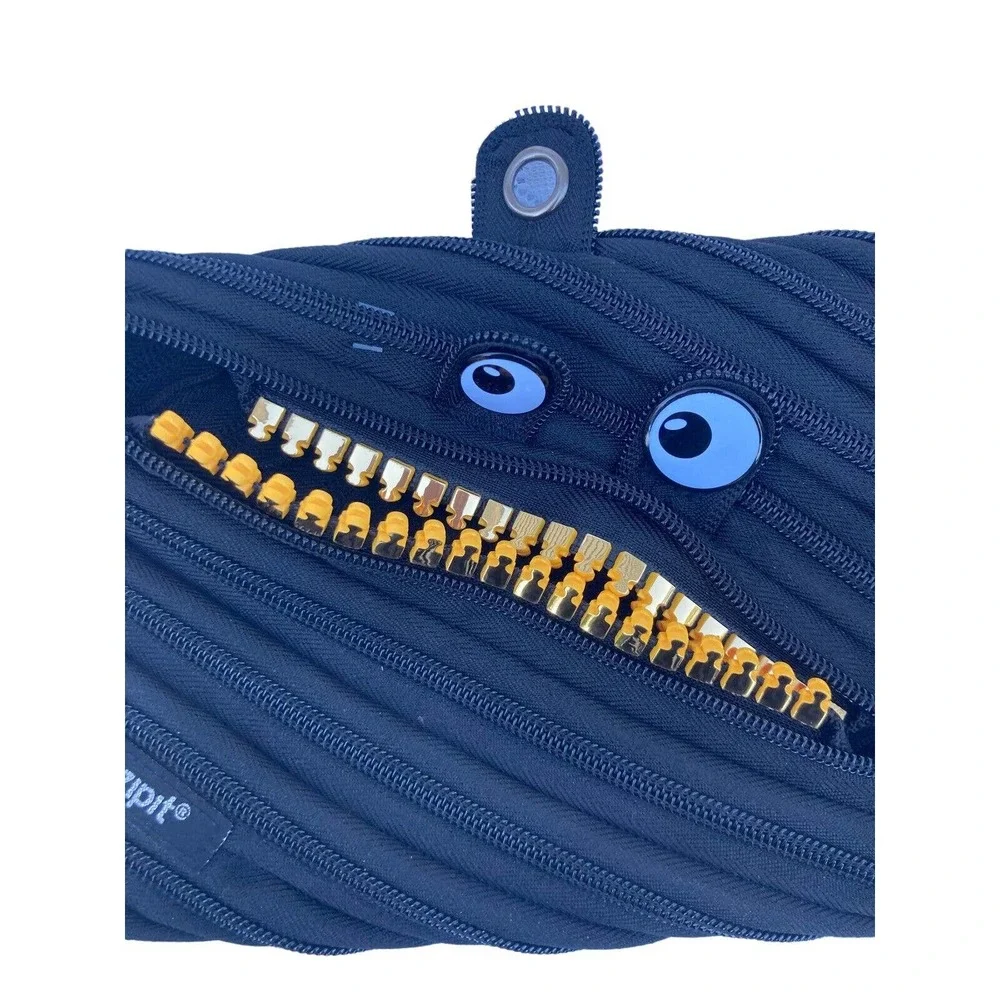 Zipit Grillz Monster 3 Ring Pencil Case Jumbo Black Excellent Condition‎